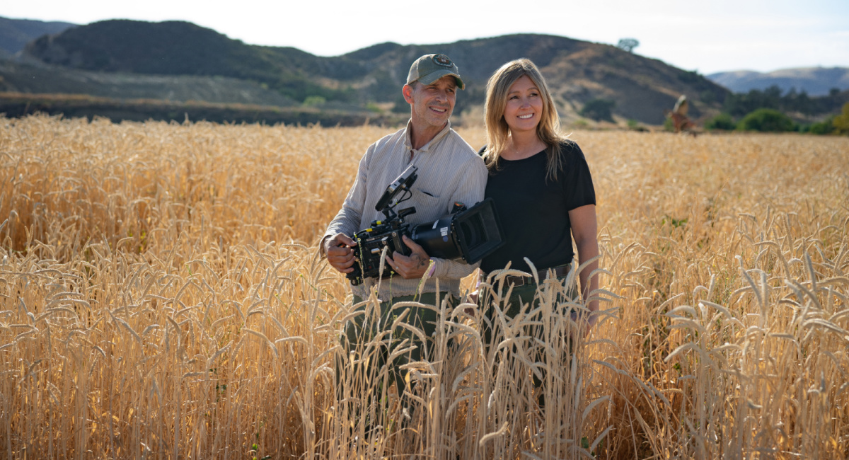 Director/writer/producer Zack Snyder and producer Deborah Snyder on the set of 'Rebel Moon.'