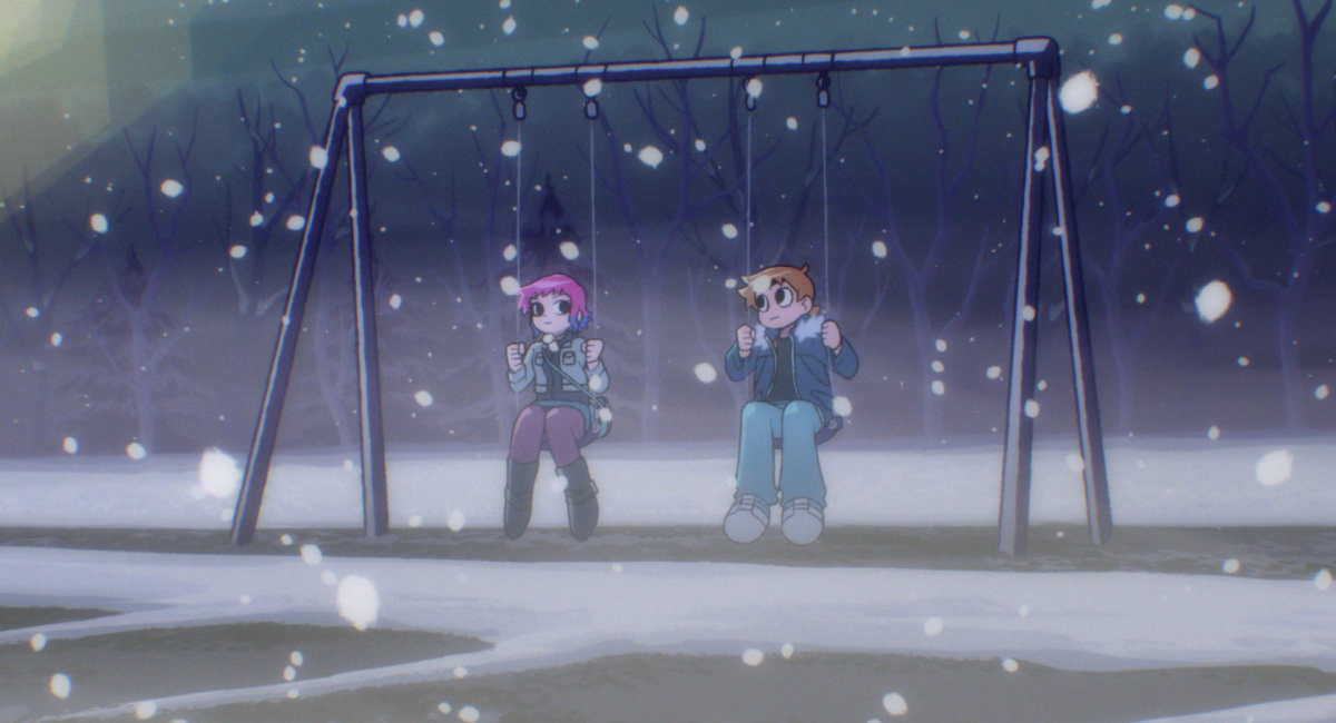 Mary Elizabeth Winstead as Ramona Flowers and Michael Cera as Scott Pilgrim in 'Scott Pilgrim Takes Off.'