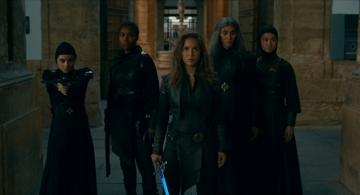 Olivia Delcan as Sister Camila, Toya Turner as Shotgun Mary, Alba Baptista as Ava, Lorena Andrea as Sister Lilith, Kristina Tonteri-Young as SIster Beatrice in 'Warrior Nun.'