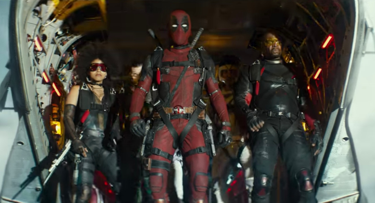 Zazie Beetz as Domino, Ryan Reynolds as Wade Wilson / Deadpool, and Terry Crews as Bedlam in 'Deadpool 2.'