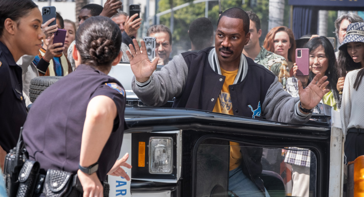 Bria Murphy as Officer Renee Minnick and Eddie Murphy as Axel Foley in 'Beverly Hills Cop: Axel F.'