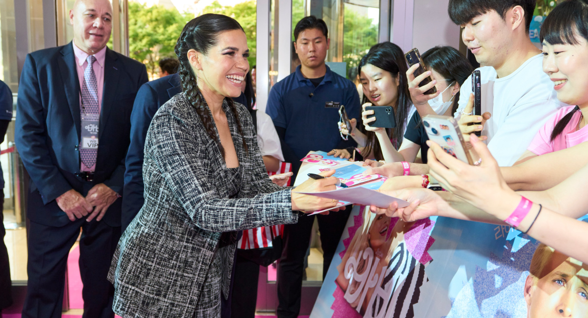 America Ferrera attends a 'Barbie' Fan Event in Seoul, Korea.