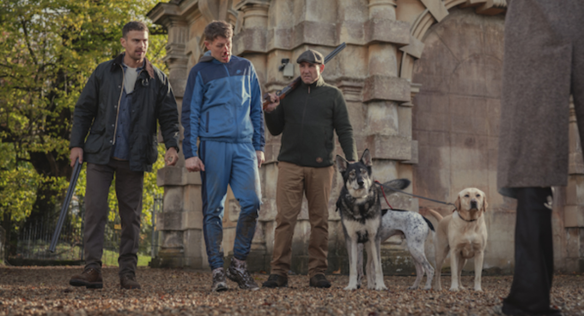 Theo James, Josh Finan, and Vinnie Jones in 'The Gentlemen.'