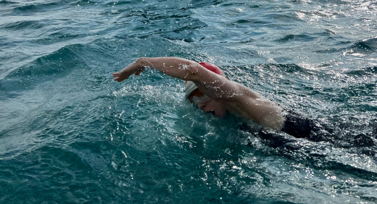Daisy Ridley during production of 'Young Woman and the Sea'.