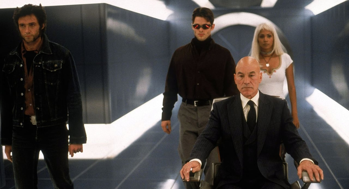 Hugh Jackman, James Marsden, Patrick Stewart and Halle Berry in 2000's 'X-Men'.