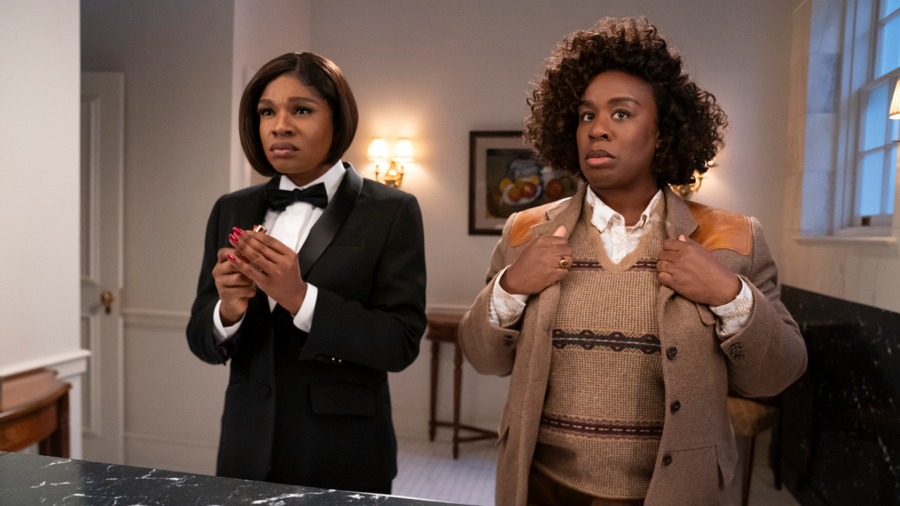 (L to R) Edwina Findley as Sheila Cannon, Uzo Aduba as Cordelia Cupp in 'The Residence'. Photo: Jessica Brooks/Netflix © 2024.