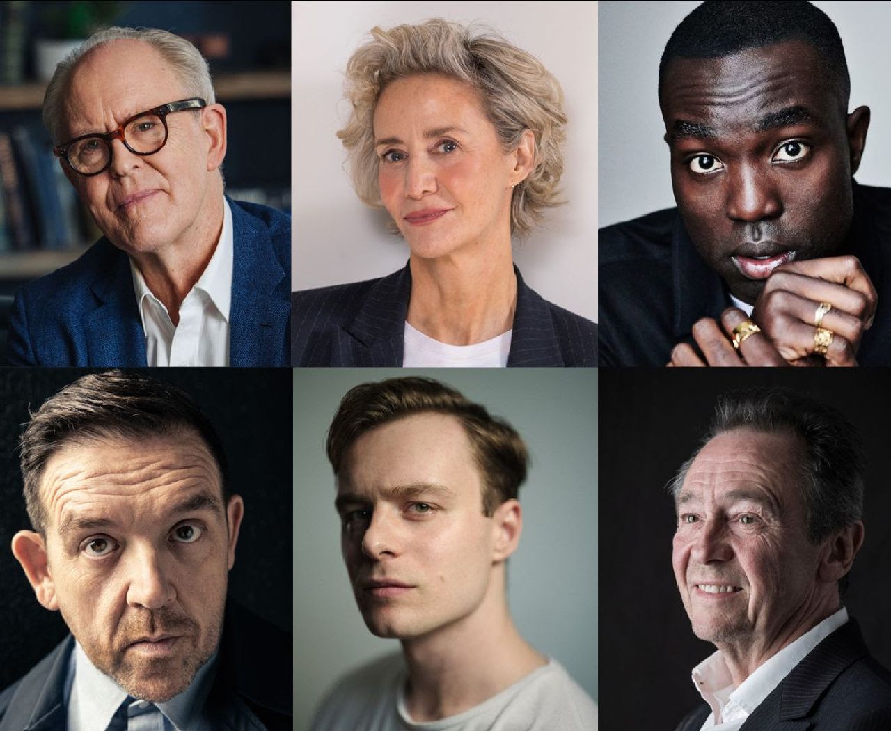 'Harry Potter' TV series cast (from left to right): John Lithgow (Credit: Jessica Howes), Janet McTeer (Credit: Andrew Crowley), Paapa Essiedu (Credit: Ruth Crafer), Nick Frost (Credit: Lee Malone), Luke Thallon (Credit: Phil Sharp), Paul Whitehouse (Credit: Mike Marsland).