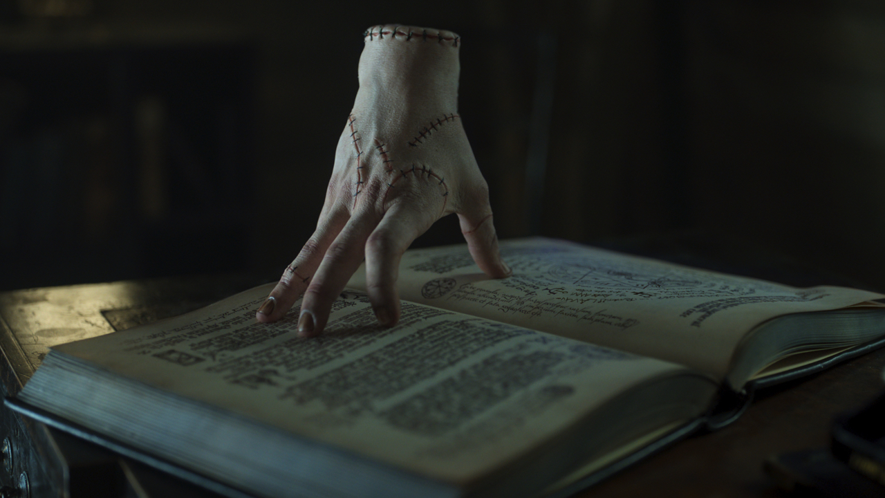 Thing in episode 202 of ‘Wednesday’ Season 2. Photo: Courtesy of Netflix © 2025.