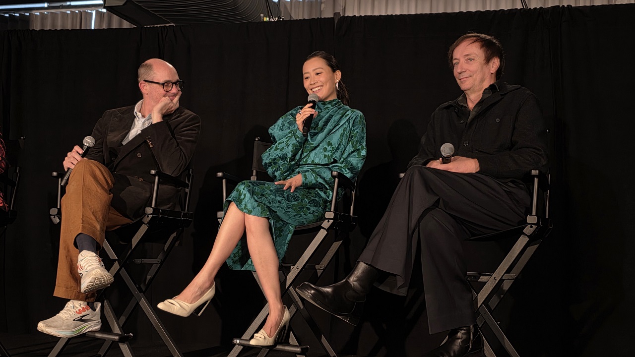(L to R) Director Edward Berger, Fala Chen, and composer Volker Bertelmann attend 'Ballad Of A Small Player' press conference.