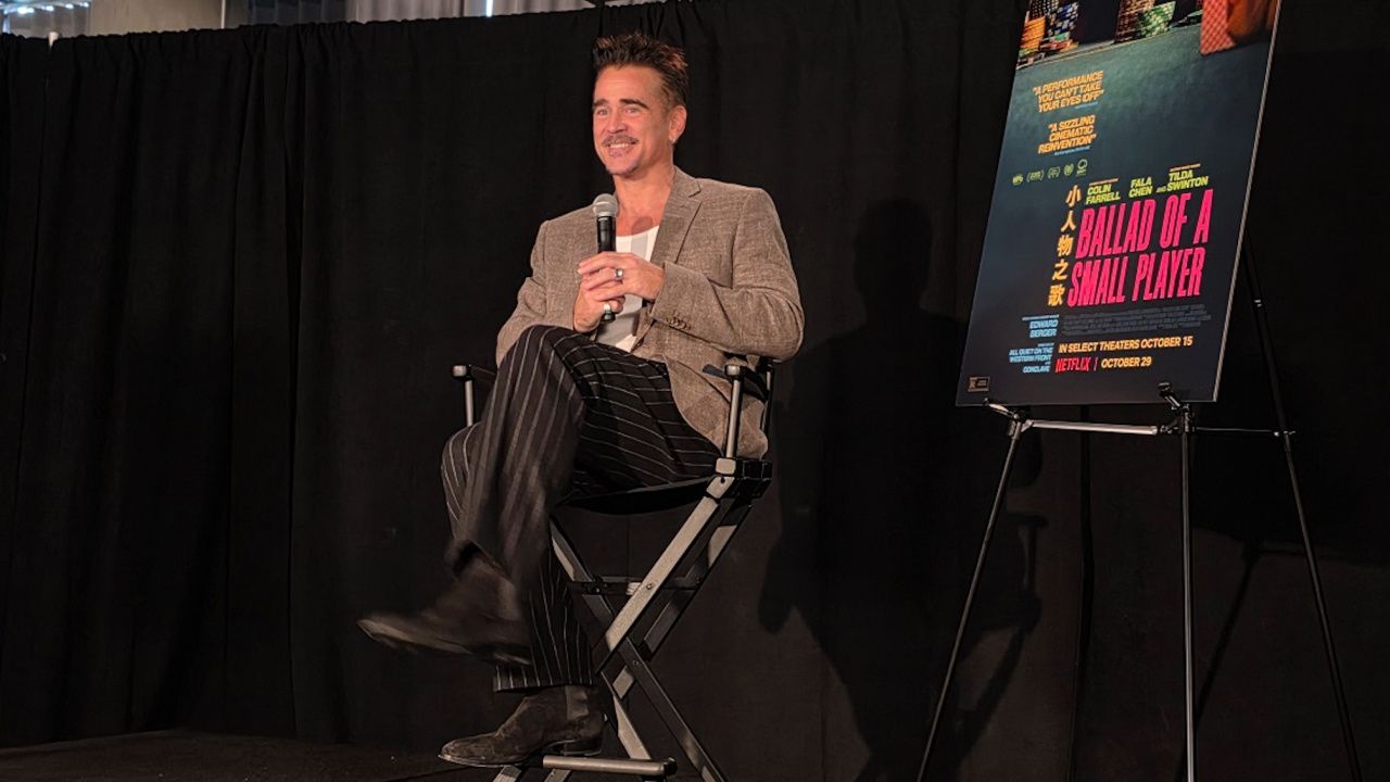 Colin Farrell attends 'Ballad Of A Small Player' press conference.