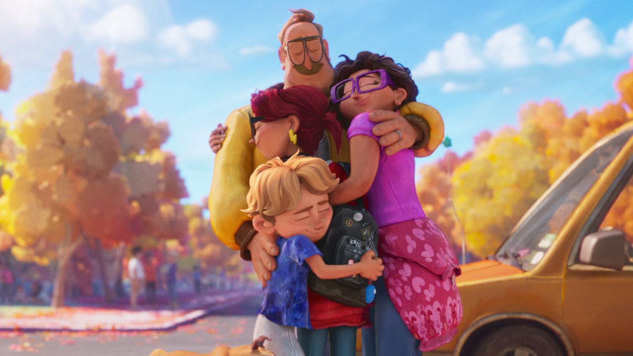 Danny McBride as “Rick Mitchell”, Abbi Jacobson as “Katie Mitchell", Maya Rudolph as “Linda Mitchell" Mike Rianda as “Aaron Mitchell” in ‘The Mitchells vs. the Machines.’ ©2021 SPAI. All Rights Reserved.